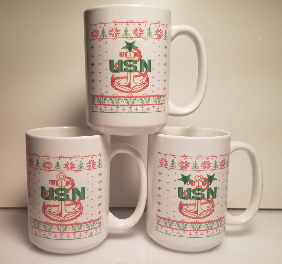 Navy Chief 15oz  Christmas Sweater Mug