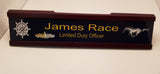 Custom U.S. Navy Mustang Mohogony Executive Desk Nameplate