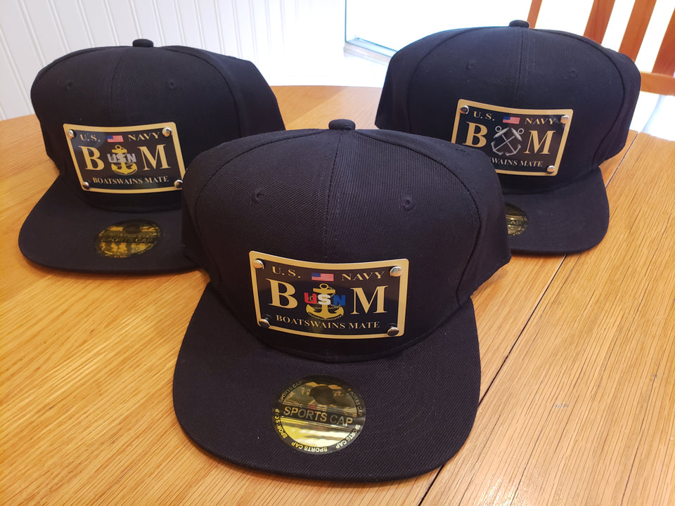 Custom Boatswains Mate Snap Back Hat in Black