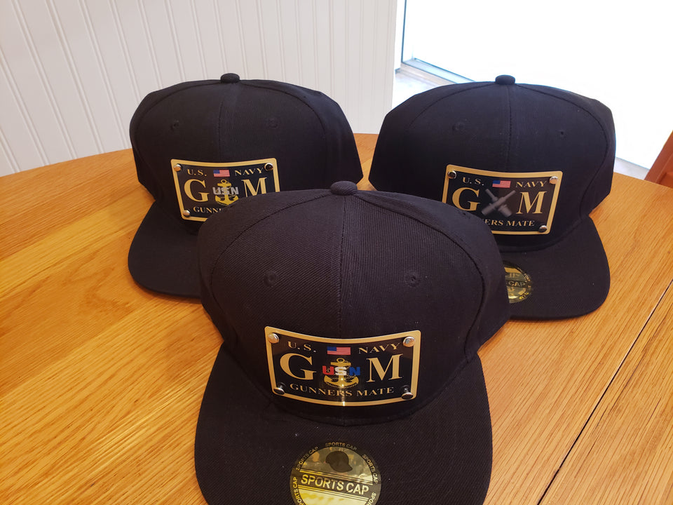 Custom Gunners Mate Snap Back Hat in Black