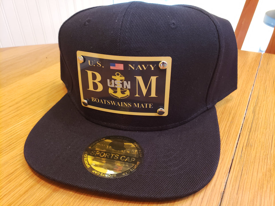 Custom Boatswains Mate Snap Back Hat in Black