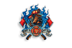 Fire Rescue First In Last Out. Honor, Courage Reflective Decal