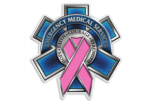 Emergency Medical Services EMS Race For A Cure Pink Ribbon Reflective Decal