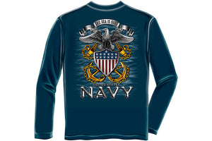 Navy Full Print Eagle Long Sleeve T-Shirt