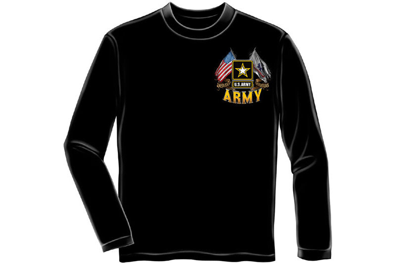 ARMY DOUBLE FLAG US ARMY BLACK Long Sleeve T-Shirt