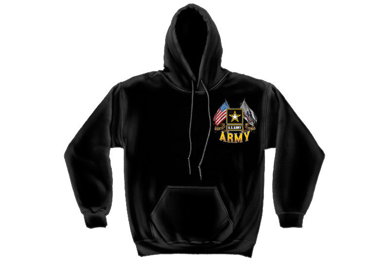 ARMY DOUBLE FLAG US ARMY BLACK Hooded Sweatshirt
