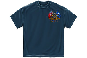 Double Flag Eagle Navy Shield Short Sleeve T Shirt