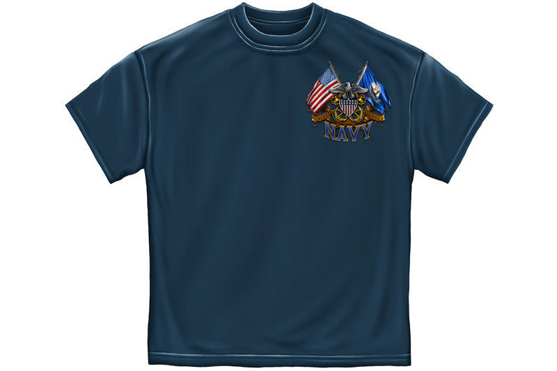 Double Flag Eagle Navy Shield Short Sleeve T Shirt