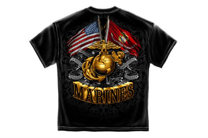 US Marine Corps Double Flag Globe Short Sleeve T-Shirt