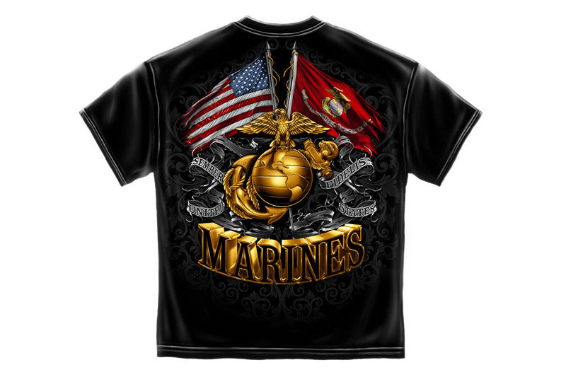 US Marine Corps Double Flag Globe Short Sleeve T-Shirt