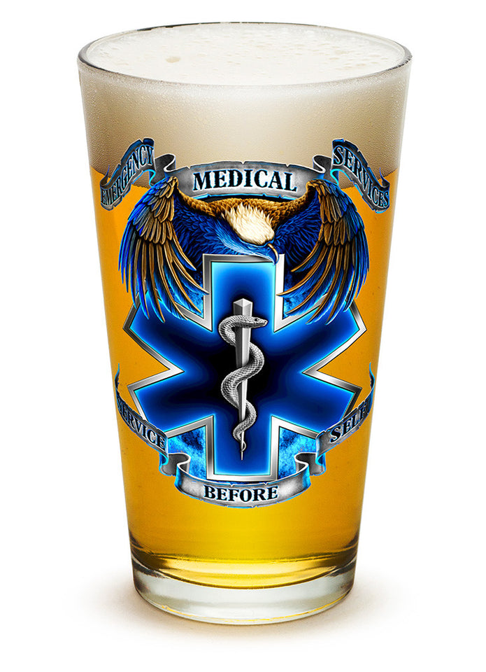 True Heros EMS 16oz large pint glass - Set of 2