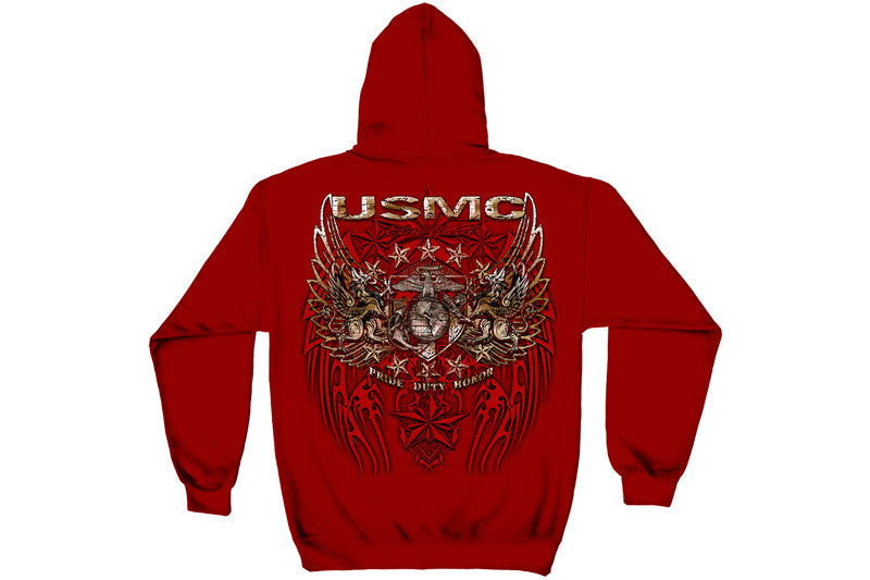 USMC PRID DUTY HONOR STARS FOIL STAMP Hooded Sweatshirt
