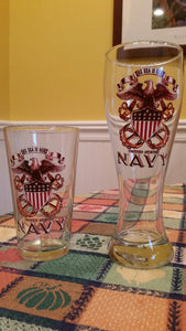 U.S. Navy The Sea Is Ours - Set of 2 - Large Pint Glasses 16oz Drinkware