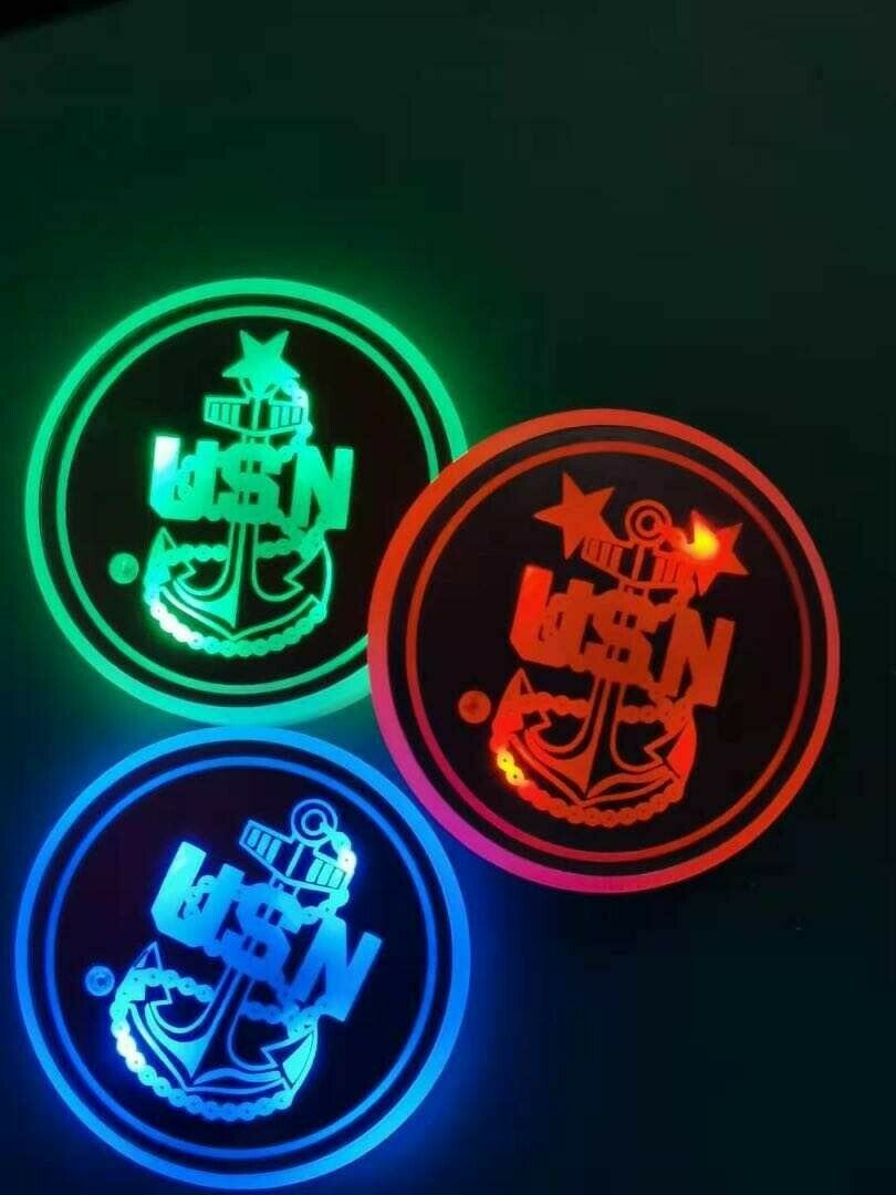 U.S. Navy Chief LED Cup Holder Coaster Lights