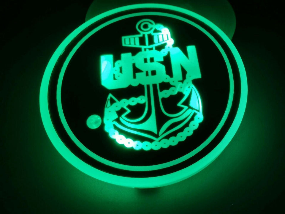 U.S. Navy Chief LED Cup Holder Coaster Lights